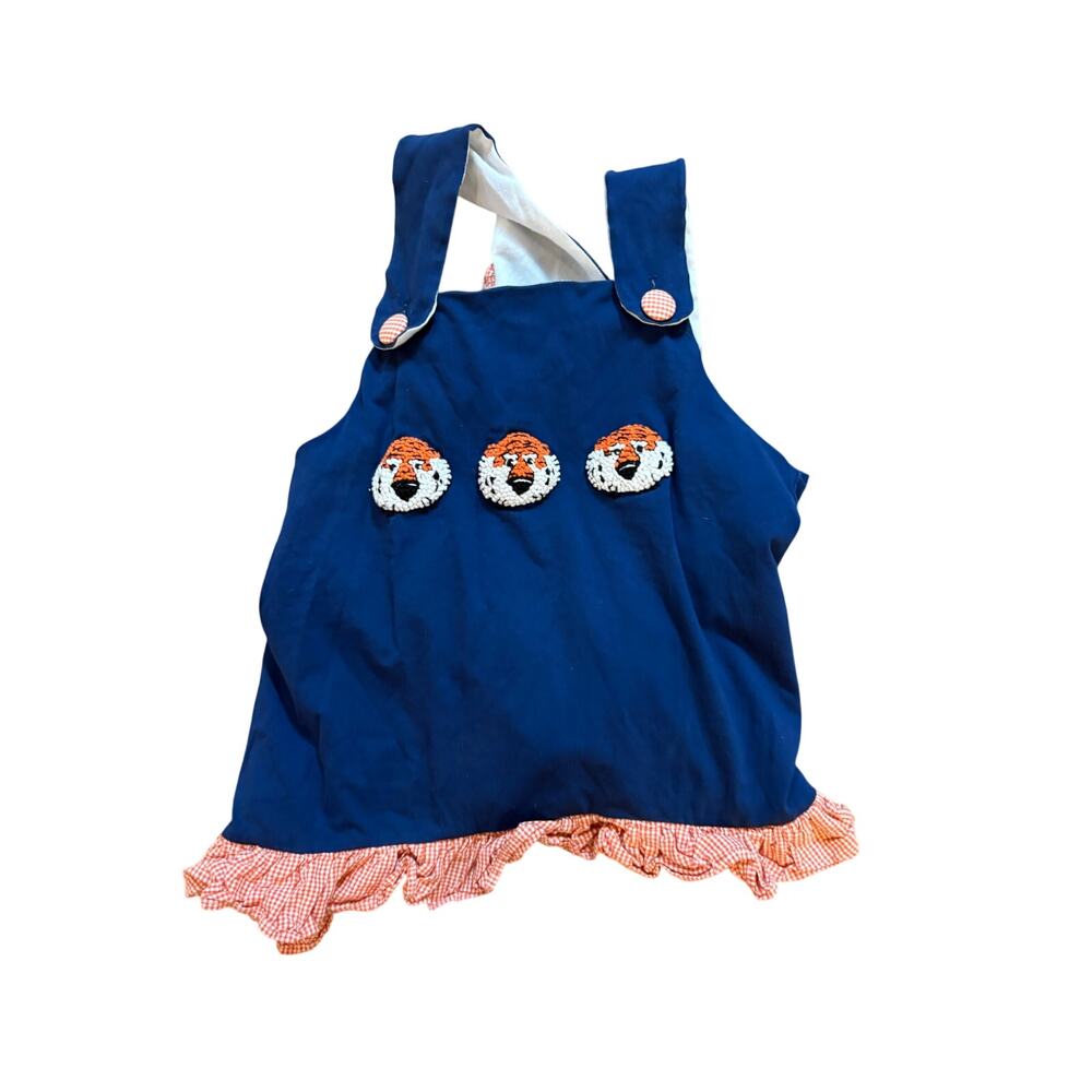 Auburn Tigers Girls 6 Cross Back Top Orange Blue NCAA College Game Day Smock EUC